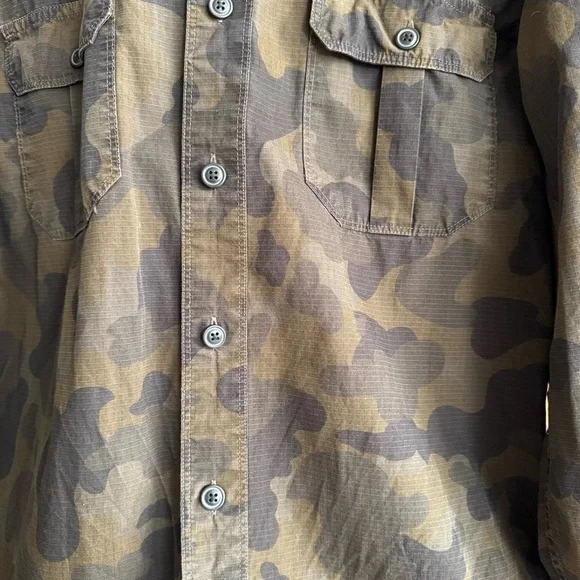 Lucky Brand Cotton Rip Stop Camo Button Down Shirt - Picture 3 of 6